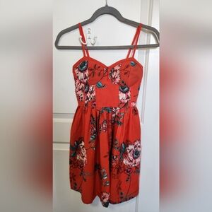 Floral Red Sundress XS